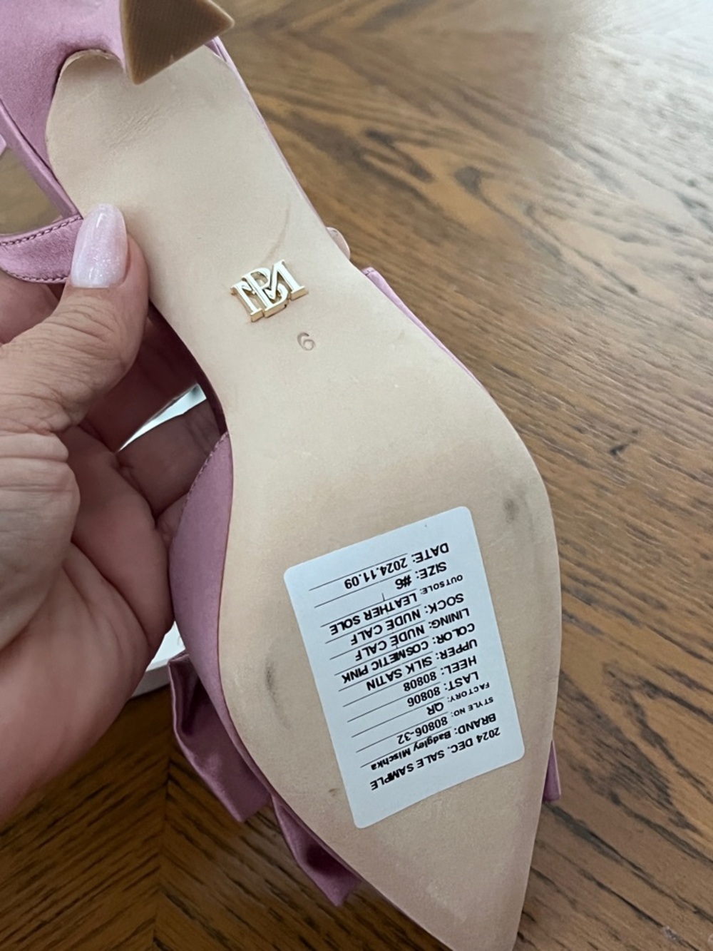 Badgley Mischka Satin Bow Slingback Heels - Picture 5 of 7